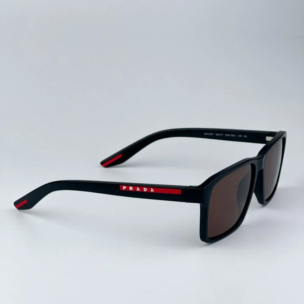 Prada Linea Rossa PS05YS DG050A BRAND NEW Sunglasses Black Rubber Brown Unisex